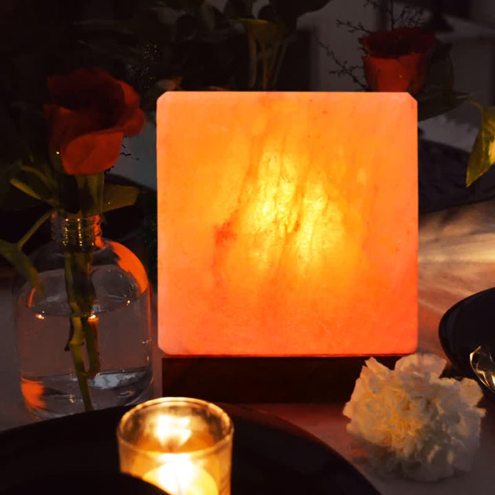 Lampe de sel rose de l'Himalaya de forme carrée Olivenorma
