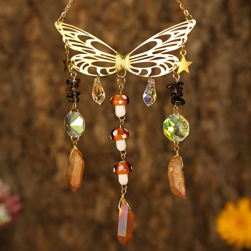 Carillon éolien attrape-soleil en forme d'ailes de papillon en cristal Olivenorma 