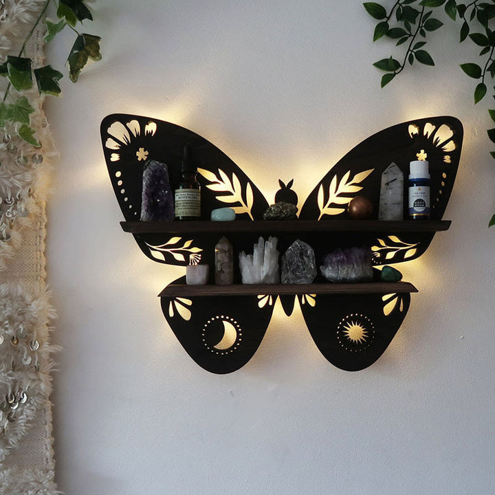 Etagère à papillons en bois Olivenorma Etagère à lampe en cristal