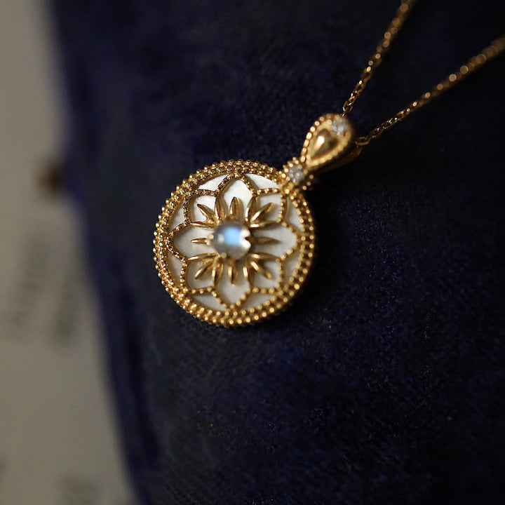 Collier pendentif floral en pierre de lune naturelle Olivenorma