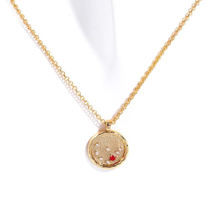 Collier avec pierre de naissance en zircon blanc et signe du zodiaque Olivenorma