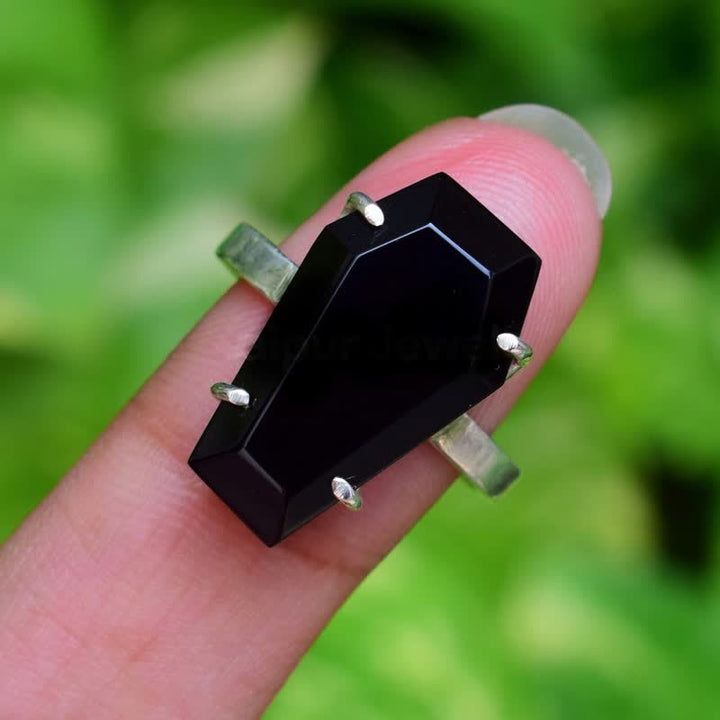 Bague cercueil en onyx noir Olivenorma