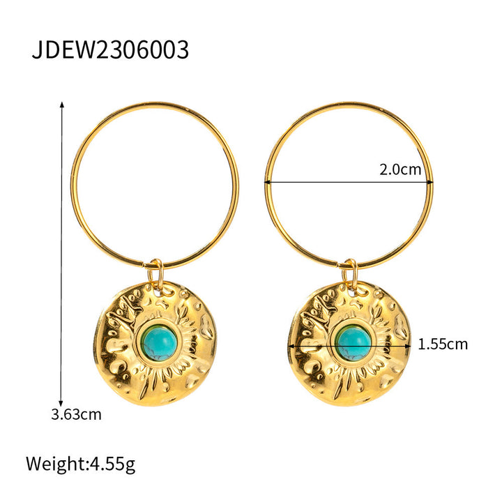 Boucles d'oreilles Olivenorma en acier titane doré et sodalite turquoise