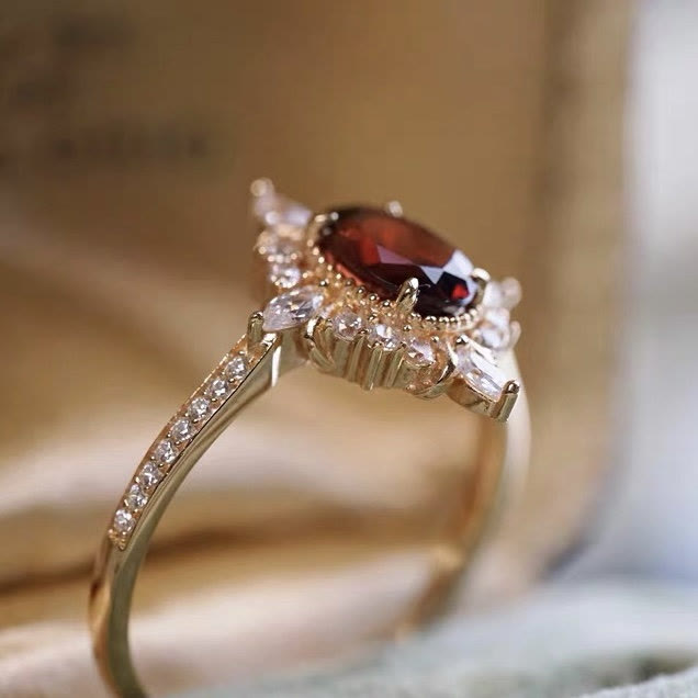Bague d'ambiance vintage en rubis "Miss Rose" Olivenorma