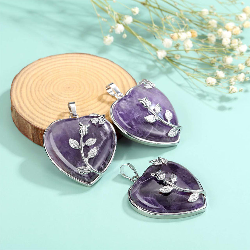 Collier en pierres précieuses en forme de rose en forme de cœur Olivenorma