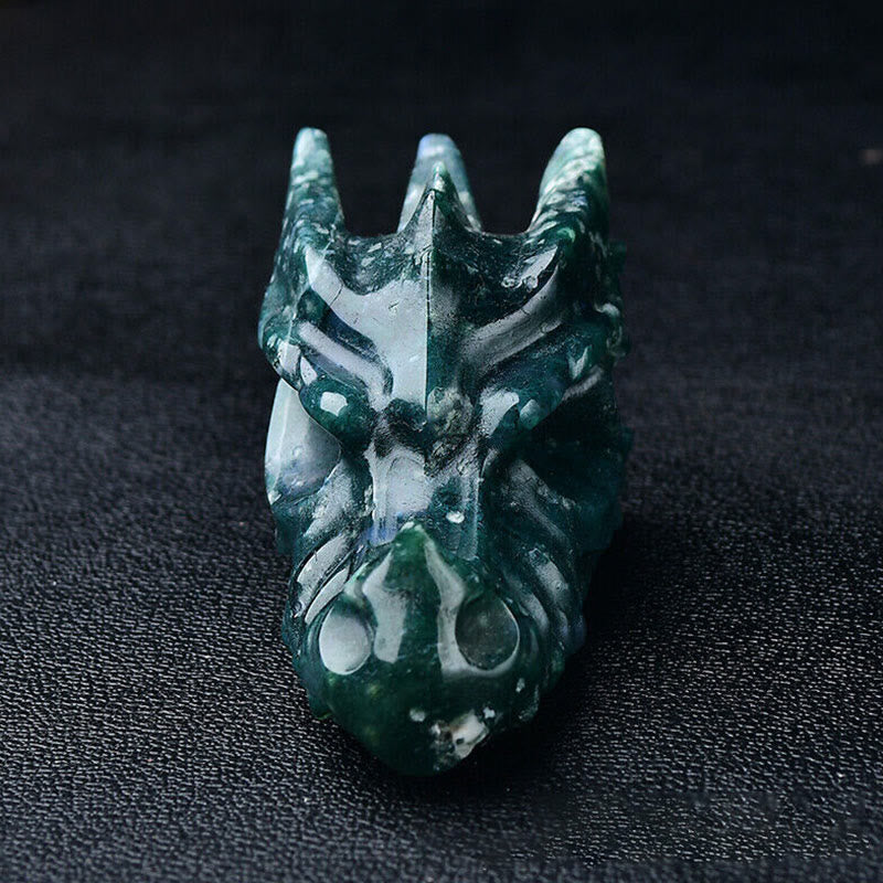 Décoration en pierre précieuse de crâne de dragon de 3,2 pouces Olivenorma