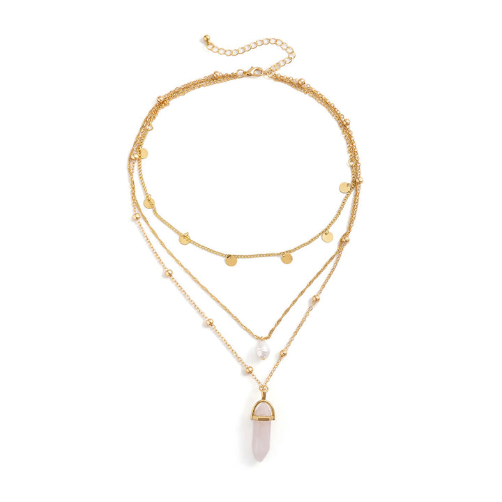 Ensemble de collier avec pendentif en perles d'eau douce en quartz rose Olivenorma 