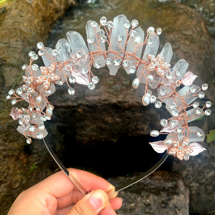 Cristal naturel de luxe Olivenorma avec couronne en cristal de perle