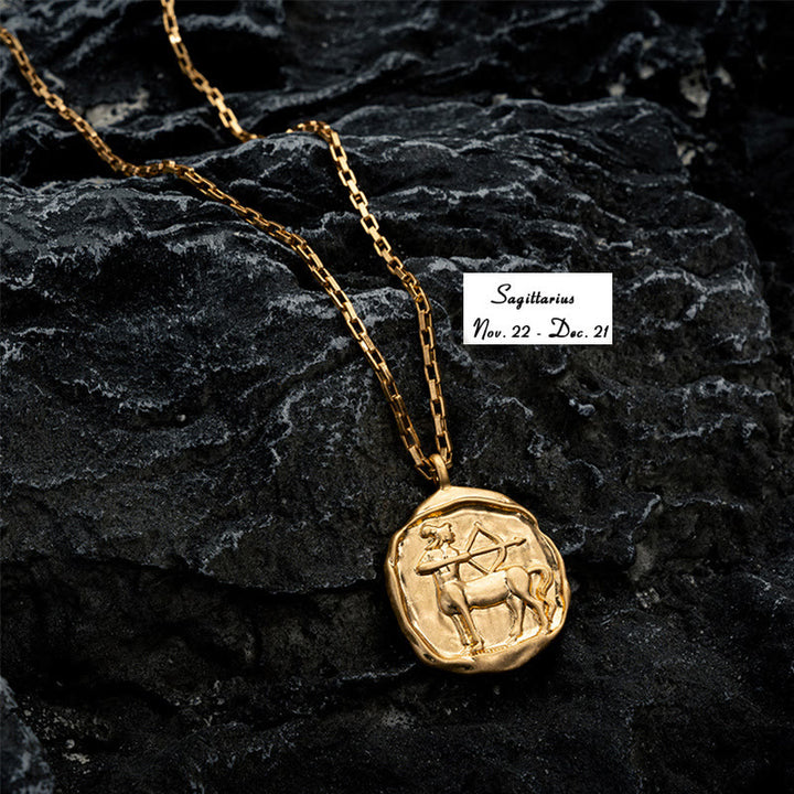 Collier en acier titane galvanisé ou 18 carats Olivenorma Zodiac