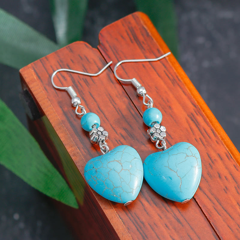 Boucles d'oreilles pendantes en forme de cœur turquoise Olivenorma