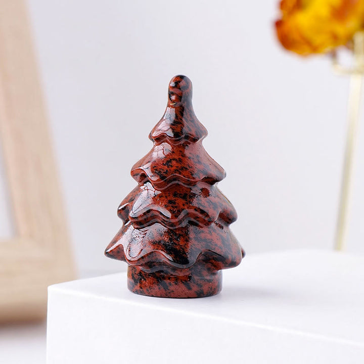 Olivenorma 1 pièce de décoration en pierre précieuse sculptée en pin de Noël en cristal naturel 
