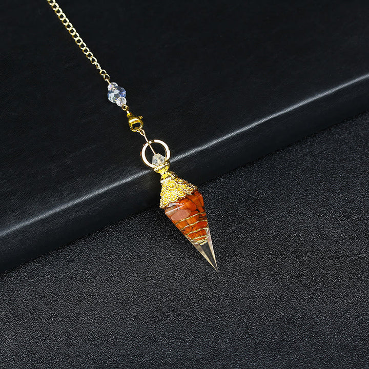 Pendule pyramidale hexagonale en cristal résineline naturelle Olivenorma