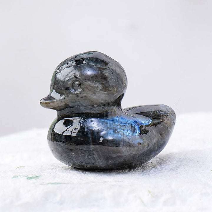Décoration en pierre précieuse sculptée en forme de canard en cristal de quartz Olivenorma de 1,2 pouce