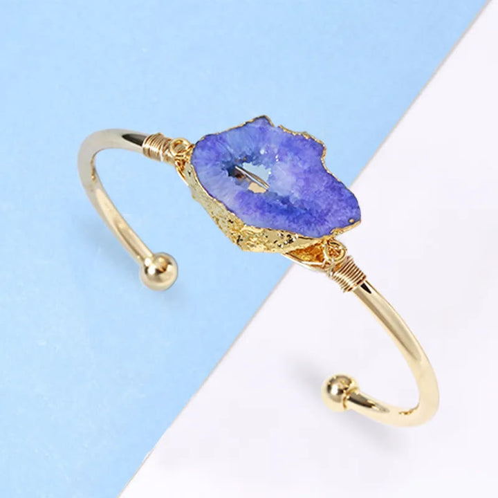 Bracelet fait main en pierre naturelle d'agate irrégulière enroulée en grappe