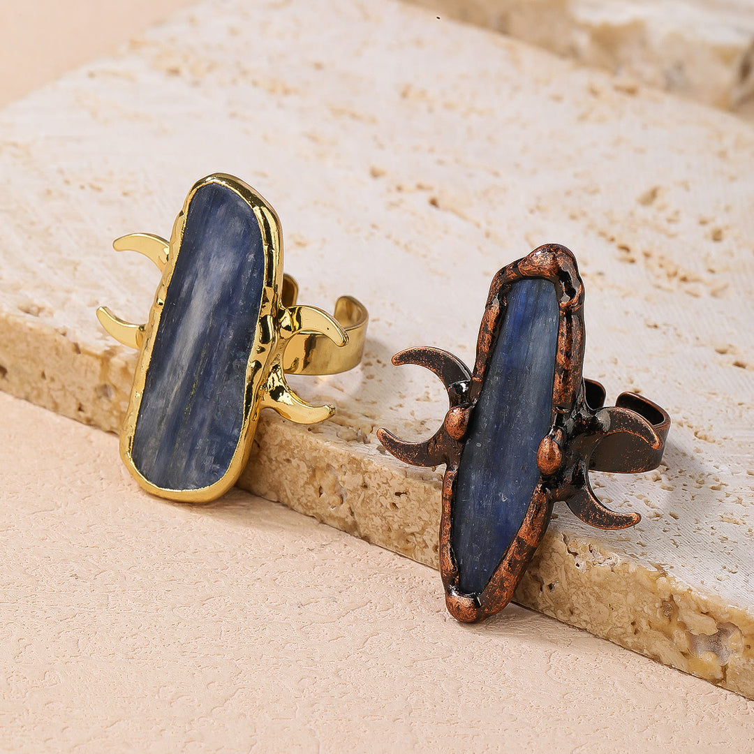 Bague ajustable de guérison à double lune en cyanite Olivenorma