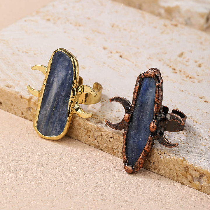 Bague ajustable de guérison à double lune en cyanite Olivenorma