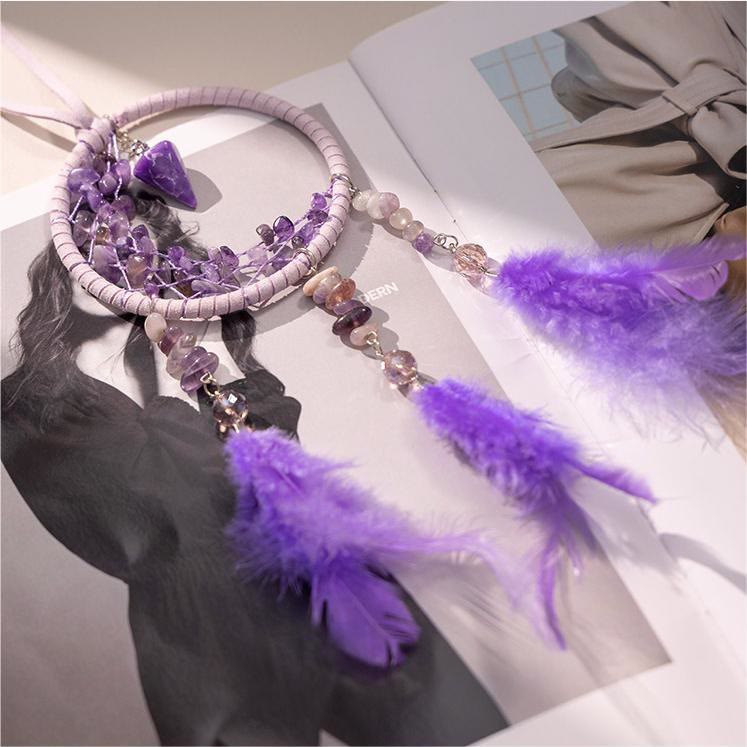 Pendentif Améthyste Olivenorma Petit Attrape-rêves en forme de croissant de lune 