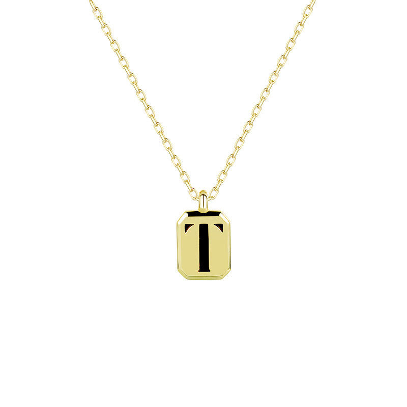 Collier Initiale Personnalisable en Or Olivenorma - Obsidienne - T - image 23
