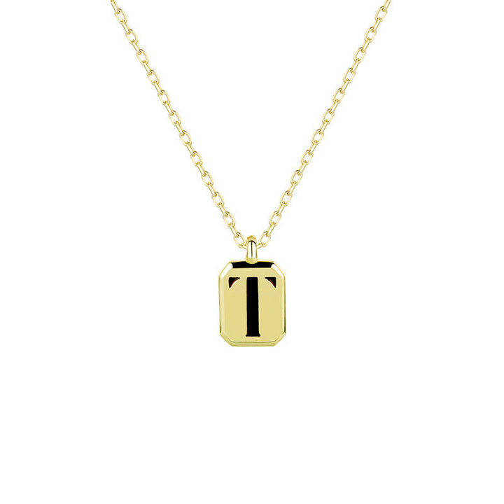 Collier Initiale Personnalisable en Or Olivenorma - Obsidienne - T - image 23