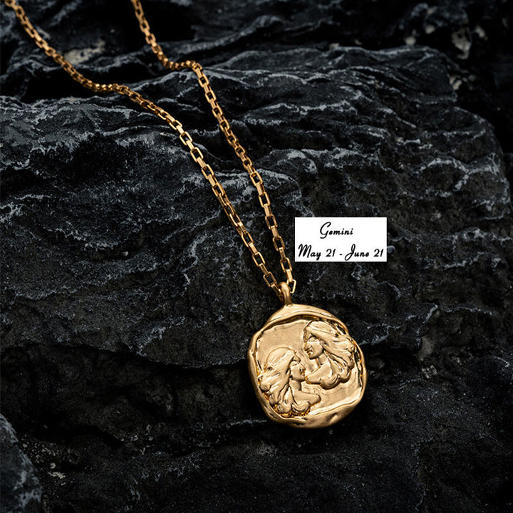 Collier en acier titane galvanisé ou 18 carats Olivenorma Zodiac