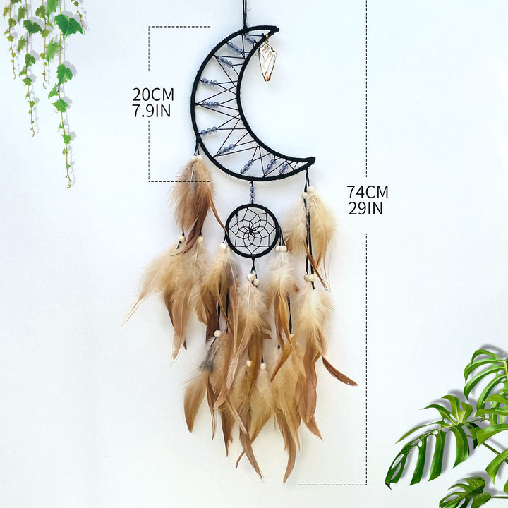 Attrape-rêves indien en plumes, étoiles, lune et soleil , Olivenorma