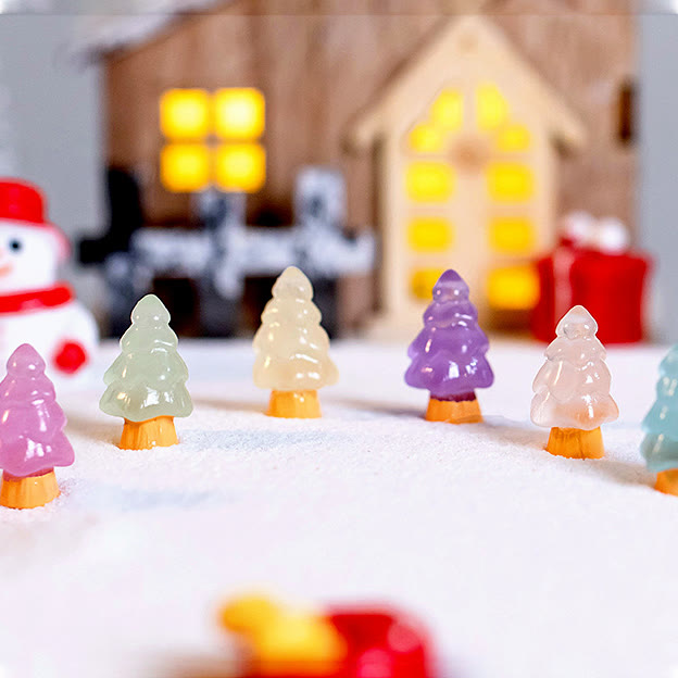 Olivenorma Lot de 5 mini sculptures en cristal pour sapin de Noël Décoration en pierres précieuses 