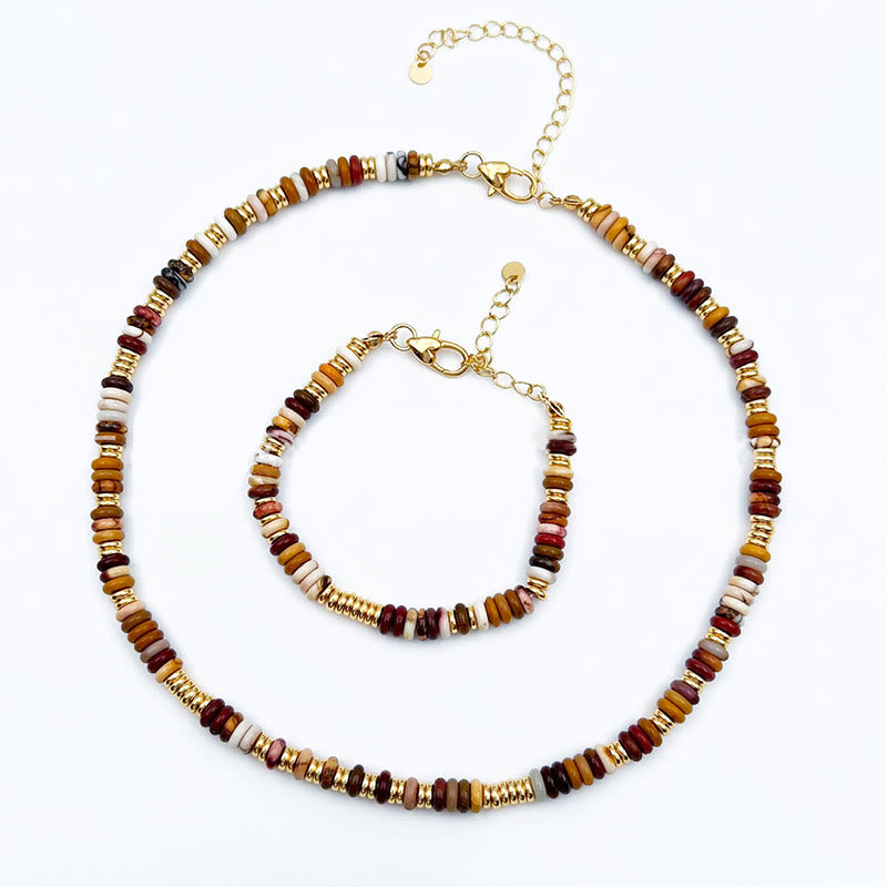 Collier de clavicule en perles d'agate naturelle Sunset Frisbee d' Olivenorma