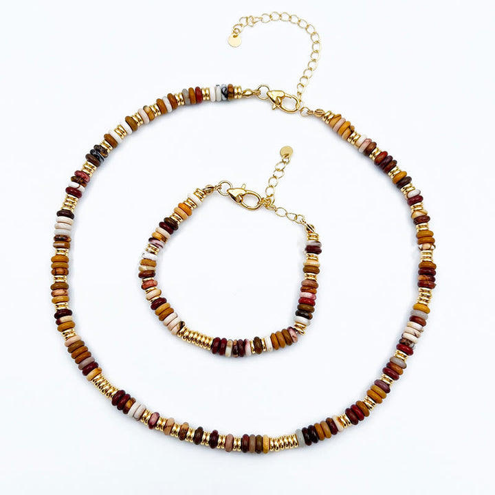 Collier de clavicule en perles d'agate naturelle Sunset Frisbee d' Olivenorma
