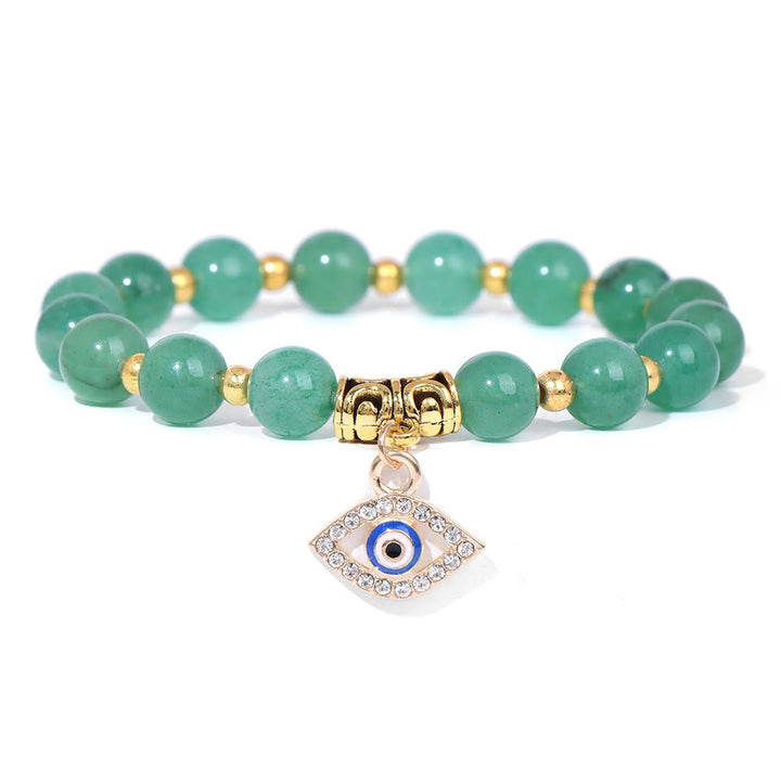 Bracelet pendentif mauvais œil en perles de pierre naturelle Olivenorma