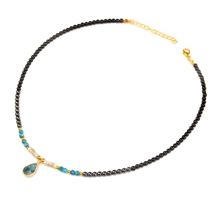 Collier pendentif en pierre précieuse en verre à facettes en obsidienne naturelle Olivenorma