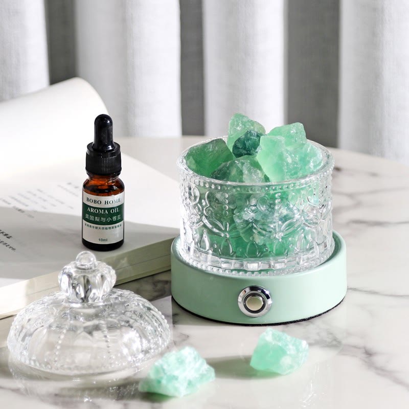 Lampe d'aromathérapie en cristal transparent amazonite et quartz rose Olivenorma 