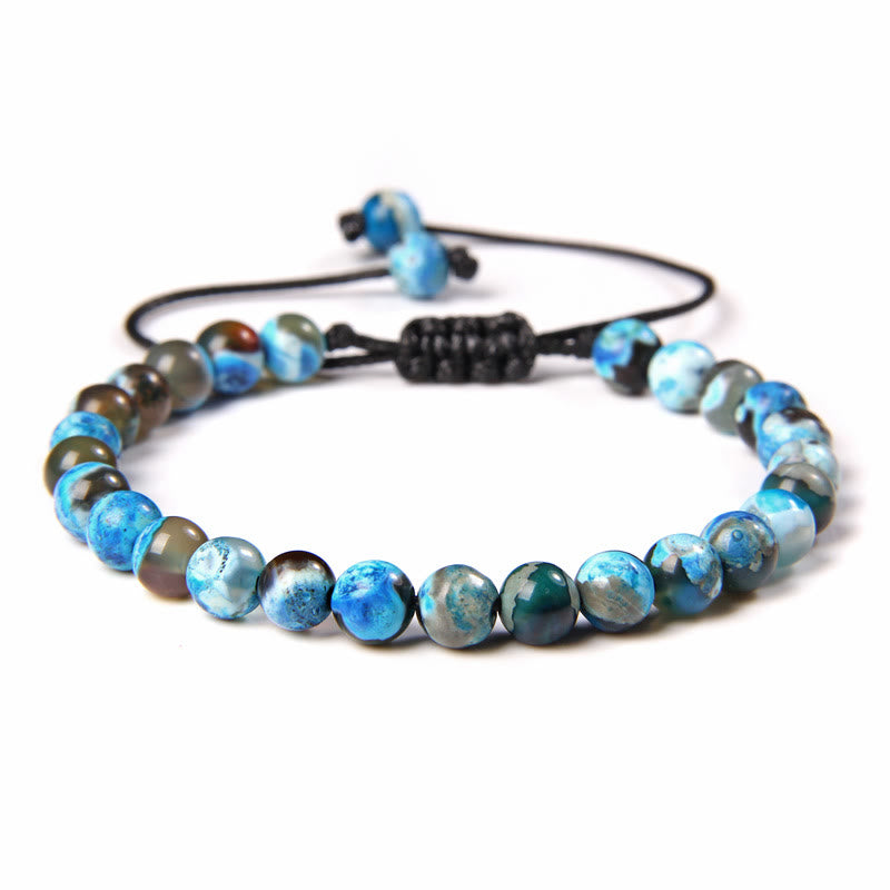 Bracelet tressé en perles de pierre naturelle de 6 mm Olivenorma