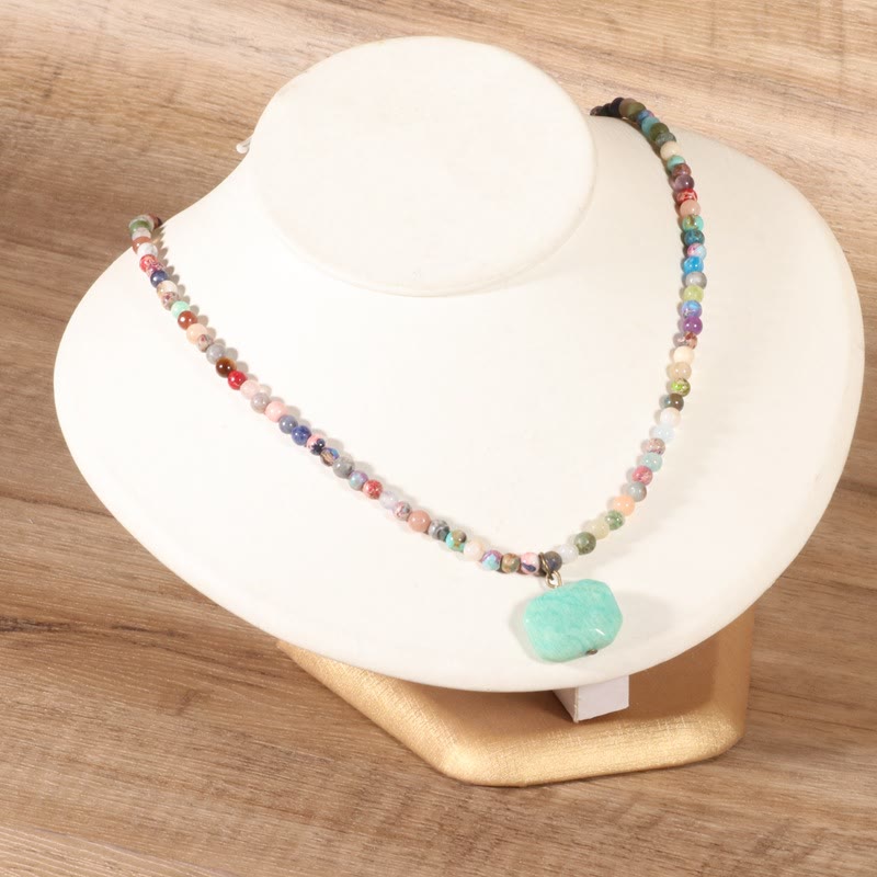 Collier ras du cou avec pendentif géométrique en amazonite Olivenorma 