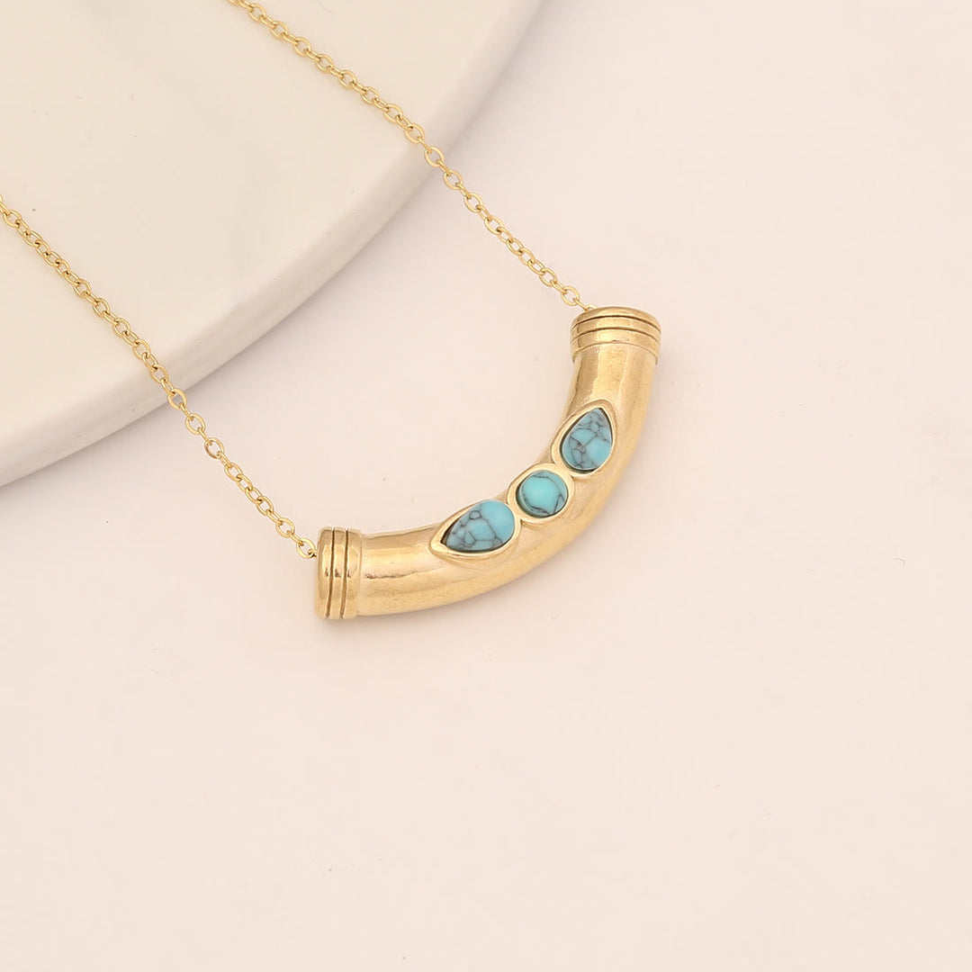 Collier pendentif croix mauvais œil turquoise Olivenorma 