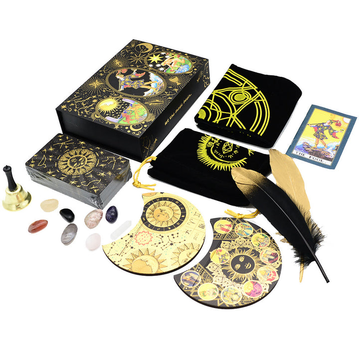 Coffret de divination en feuille d'or avec kit complet de cartes de tarot Olivenorma