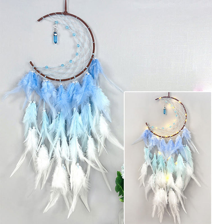 Attrape-rêves pendentif lune avec topaze bleue Olivenorma