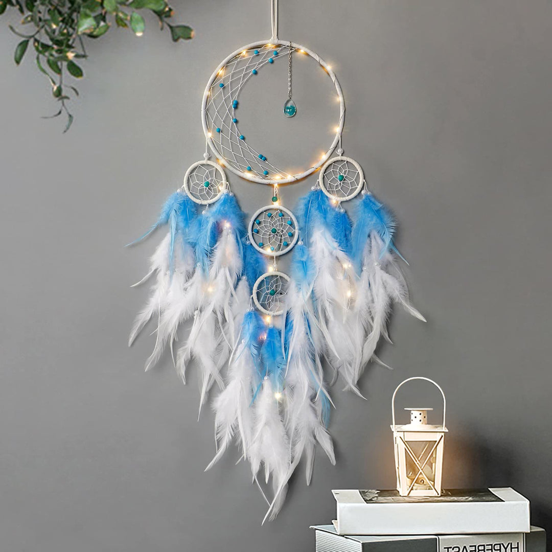 Décoration de lune en demi-cercle Olivenorma avec attrape-rêves lumineux