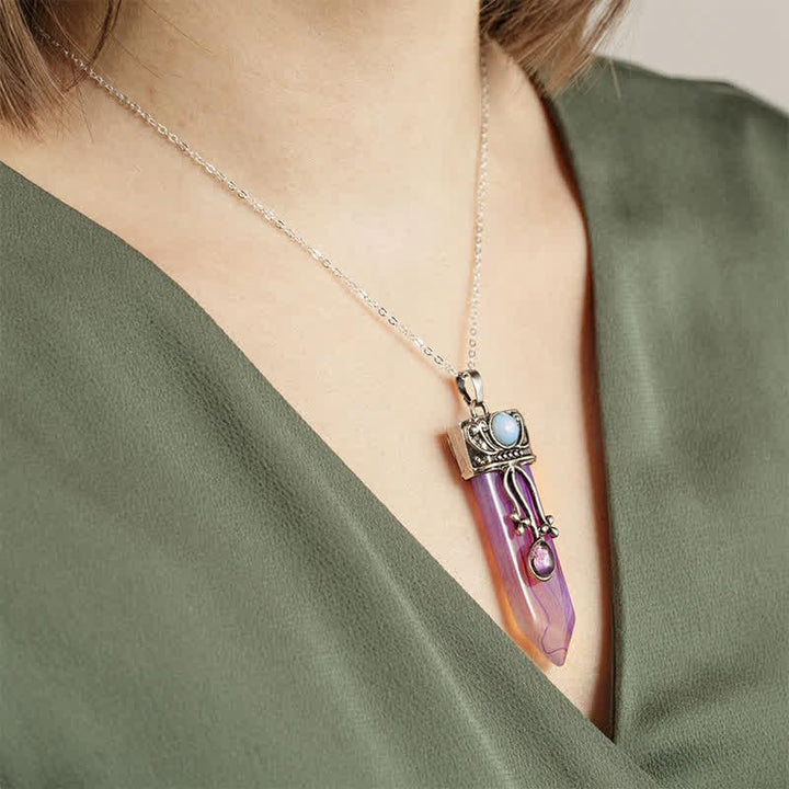 Collier en pierre naturelle de protection de la déesse Olivenorma 
