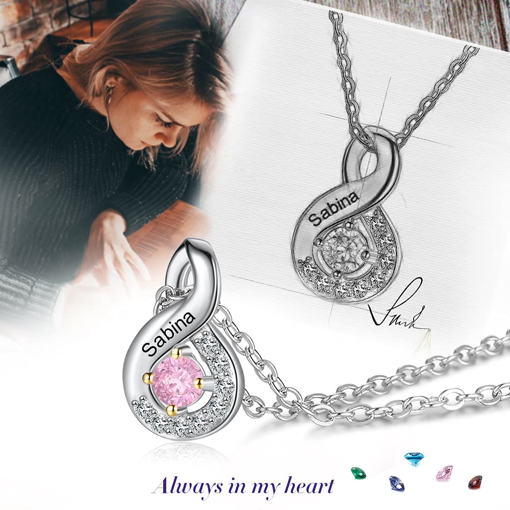 Collier avec pierre de naissance gravée pour femme Olivenorma