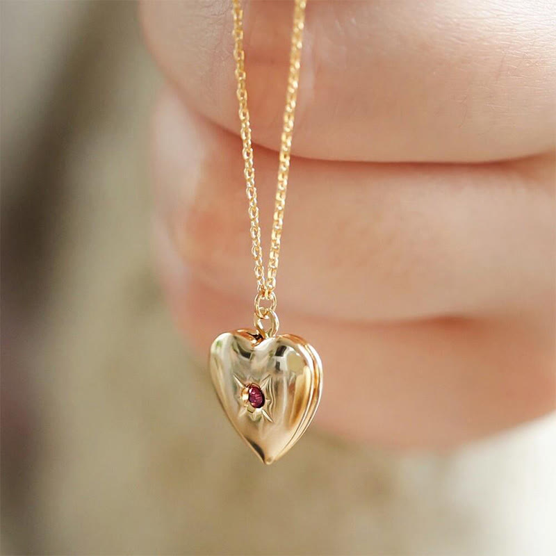 Collier album coeur avec pierre de naissance Olivenorma « Shine in My Heart » 