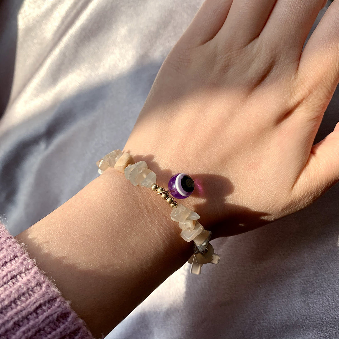 Bracelet pendentif mauvais œil en gravier de cristal naturel Olivenorma