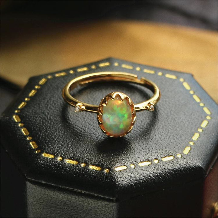 Collier avec anneau en or jaune opale Olivenorma 