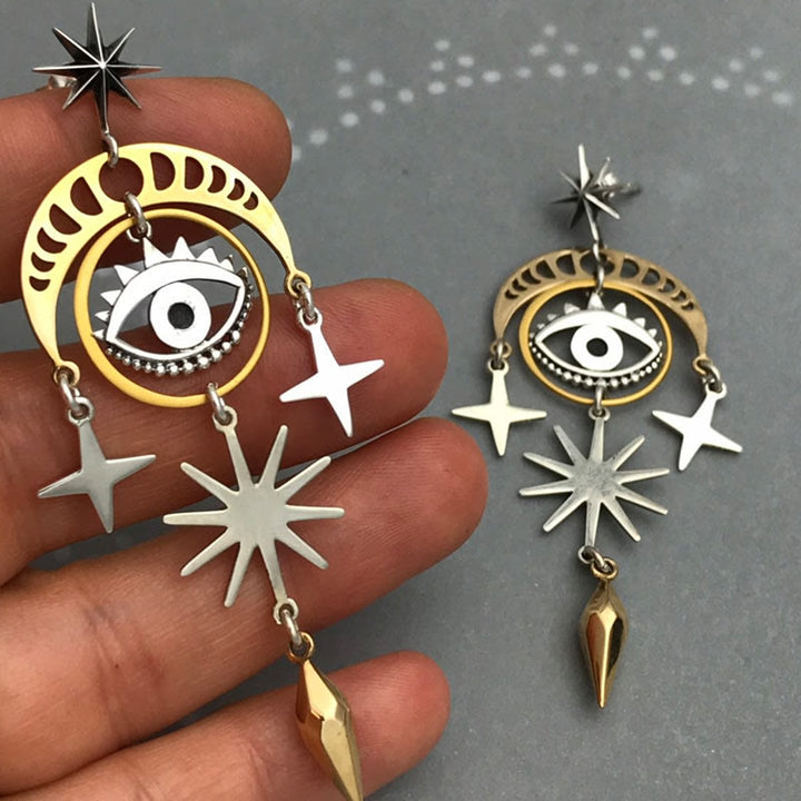 Boucles d'oreilles Olivenorma Evil Eye Étoile Lune Sorcière