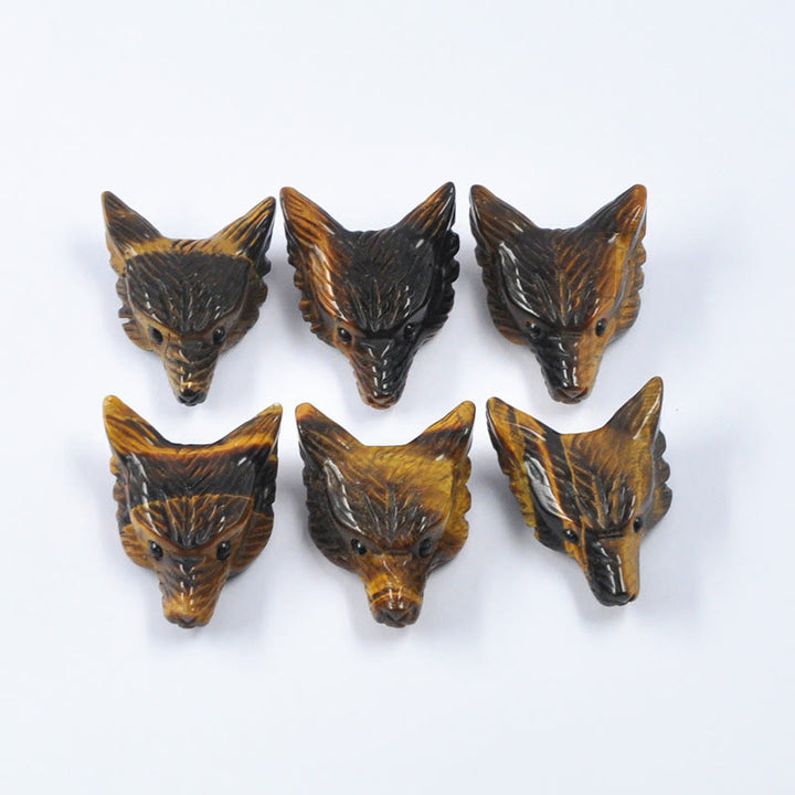 Tête de loup sculptée en cristal naturel Olivenorma, accessoire de décoration en pierres précieuses