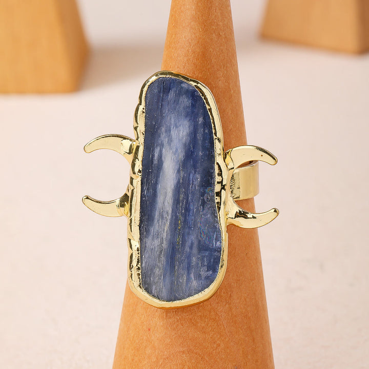 Bague ajustable de guérison à double lune en cyanite Olivenorma