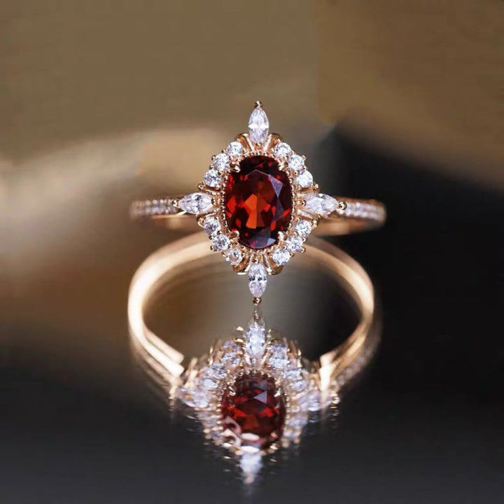 Bague d'ambiance vintage en rubis "Miss Rose" Olivenorma