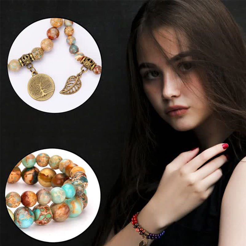 Bracelet de guérison en turquoise avec arbre de vie