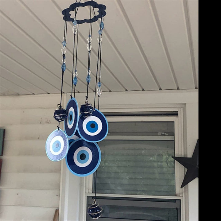 Carillon éolien de protection contre le mauvais œil bleu Olivenorma