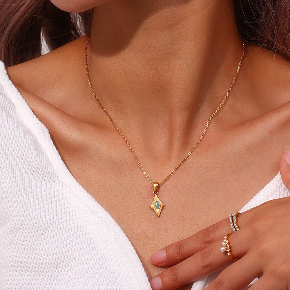 Collier pendentif en acier inoxydable avec œil de chat Olivenorma