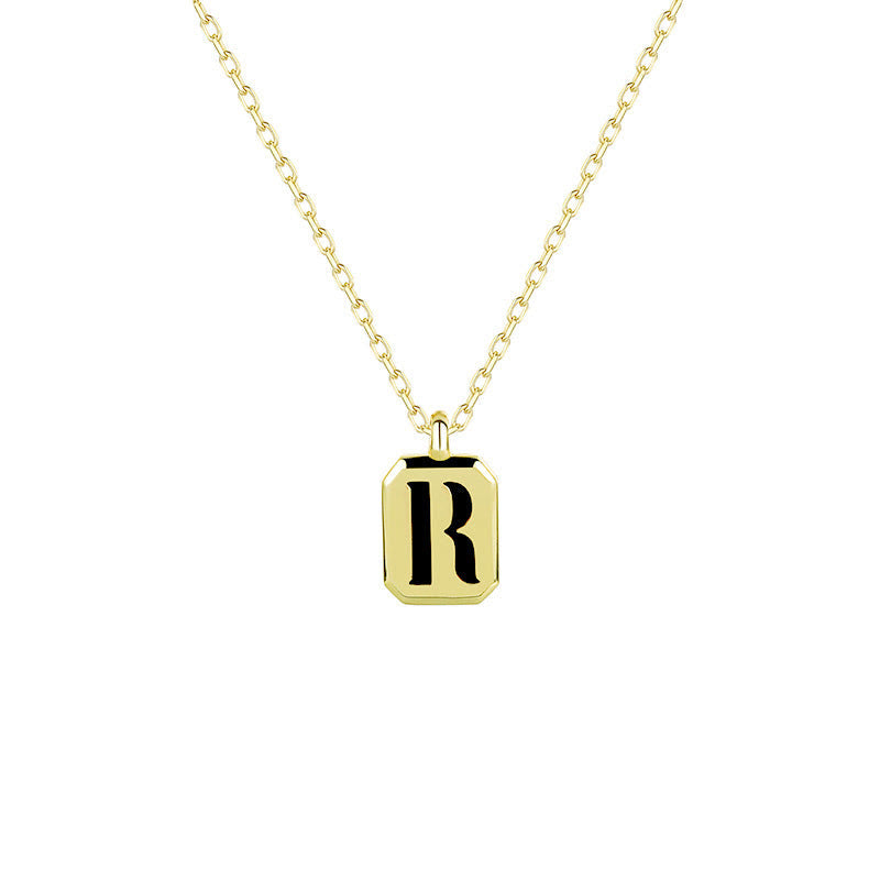 Collier Initiale Personnalisable en Or Olivenorma - Obsidienne - R - image 21